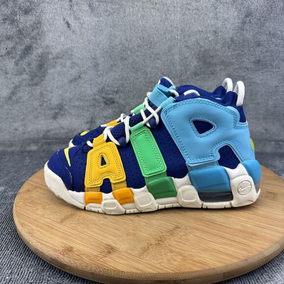 Nike Air More Uptempo Shoes Youth Size 4Y Blue Multi Color Primary FJ0693-455 - Picture 3 of 9